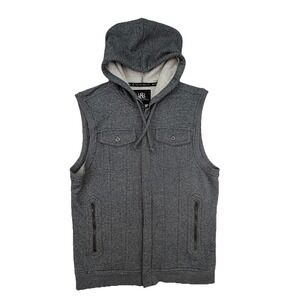 Rock & Republic Hooded Gray Comfy Casual Zip Up Vest Medium